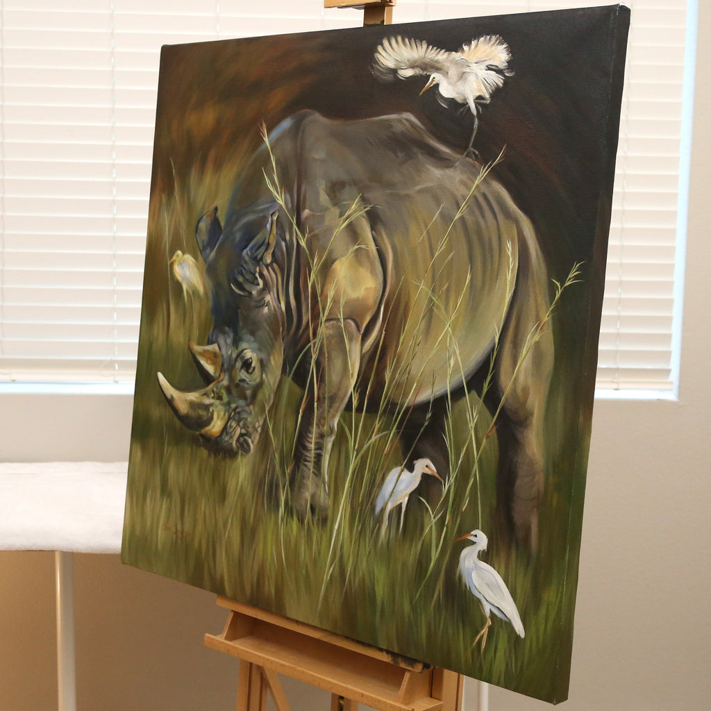 Rhino with Egrets